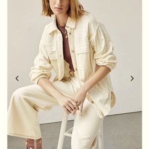 Maeve Corduroy Shirt Jacket in Ivory